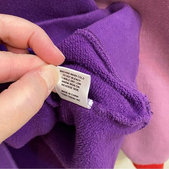 TEDDY FRESH Sweatshirt Mens Large Hoodie Color Block Hooded Pockets Multicolor - Picture 6 of 16